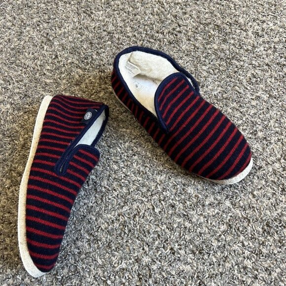 ARMOR LUX Men’s Hand Made WOOL SLIPPERS Red Blue Striped  Size 10 - Picture 1 of 6